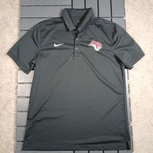 Nike Polo Shirt Mens Medium Black Dri-FIT Performance Golf Athletic Jaguar -AA99